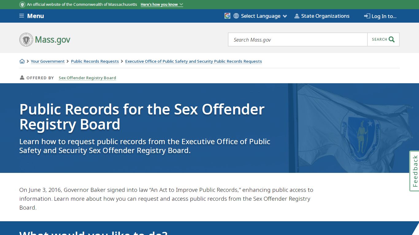 Public Records for the Sex Offender Registry Board | Mass.gov