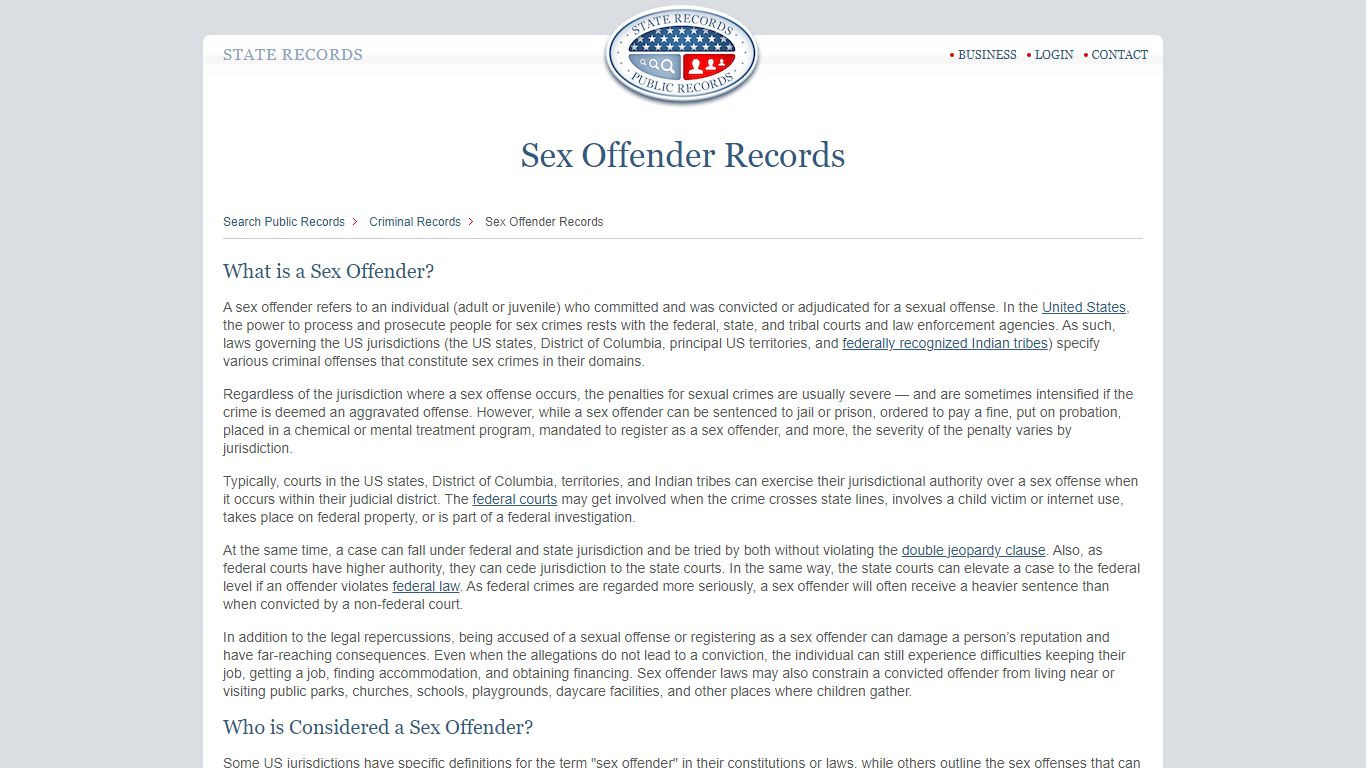 Sex Offender Records | StateRecords.org