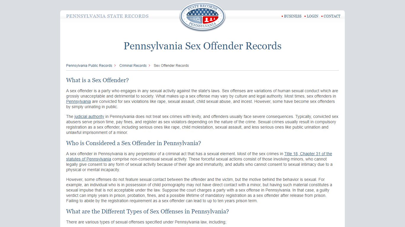 Pennsylvania Sex Offender Records | StateRecords.org